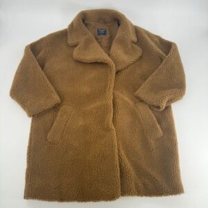 Abercrombie & Fitch Womens Brown Teddy Sherpa Coat Jacket L